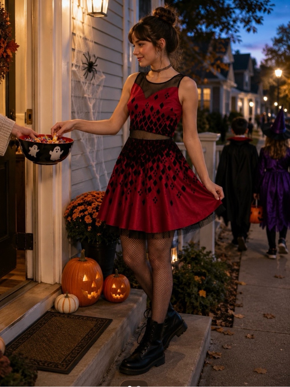 NWT Hot Topic x DC Comics Harley Quinn Flocked Taffeta Fit & Flare Dress Medium
